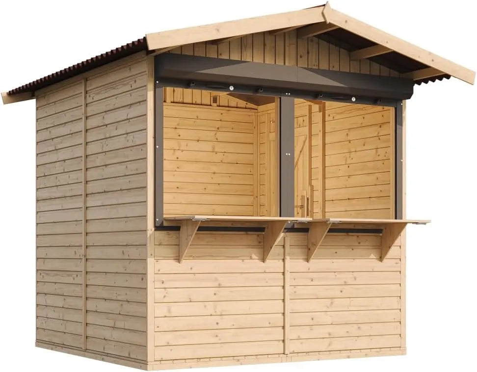 Abri de jardin M149Z H232x253x263 cm/4, 4 m2, Facile à Monter et à démonter, Bar Jardin, Multifonctionnel, TIMBELA Maison de Jardin en Bois