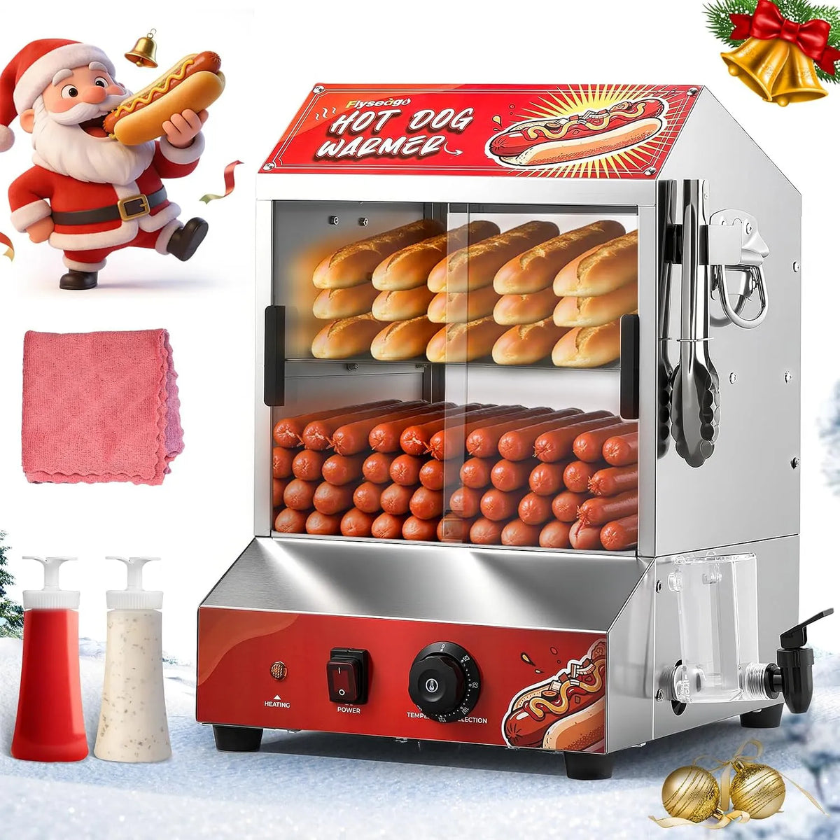 Cuiseur vapeur 34QT/32L, capacité 32L, pour hot-dog 34QT, machine à vapeur commerciale de 24 capacités avec chauffe-chignon