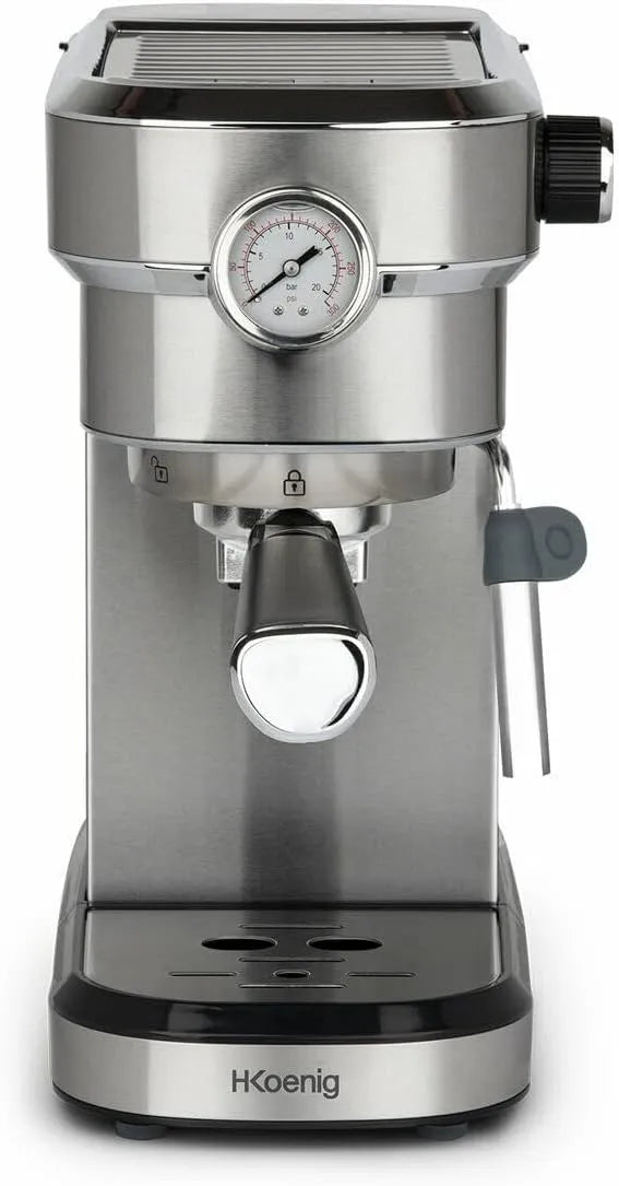 Machine expresso EXP820 H.Koenig, Pompe baromètre intégré, Portable, Chauffe-tasses, Cafés et Boissons lactées, capacité 1.1L, Système thermoblock