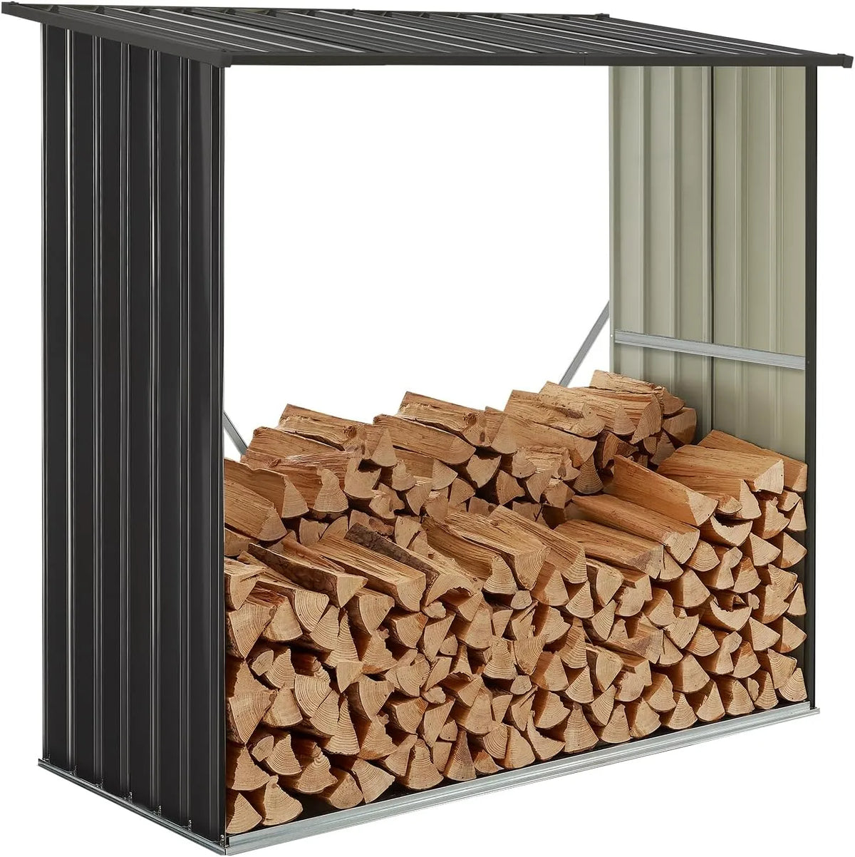À bois Enno extérieur Juskys Abri, étagère en acier pour chauffage, rangement métal anthracite