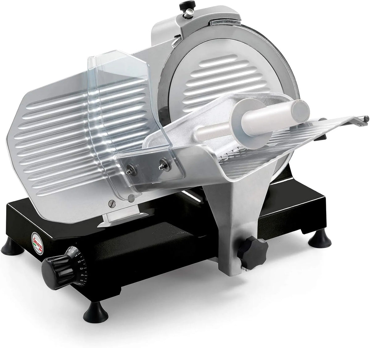Trancheuse SIRMAN |, modèle Smart Lame en acier diamètre 250 mm incliné 25°, inclinée pour usage domestique, finition noire