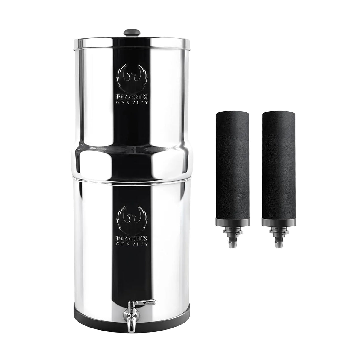 ANSI 42 Phoenix Gravity, avec 2 cartouches, Smart Carbon, finition noire, capacité 6 litres certifié NSF, Free acier inoxydable Tap