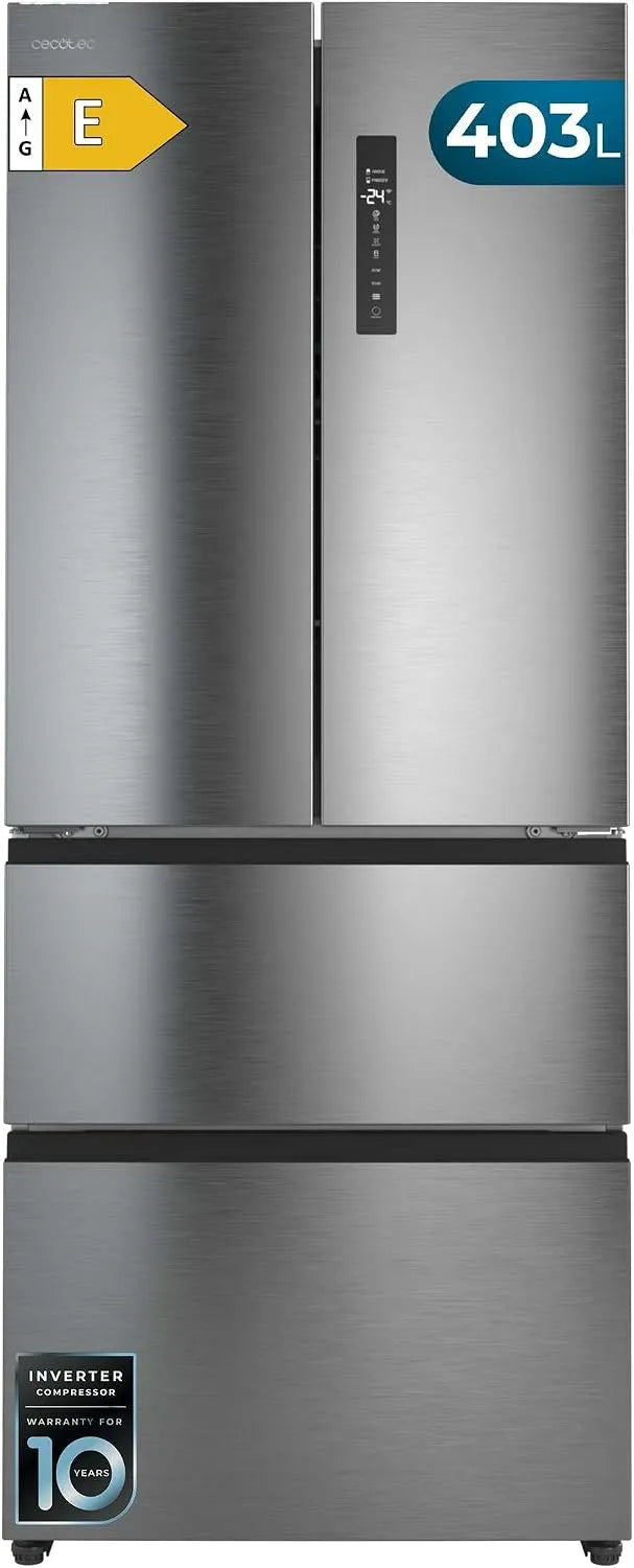 Cecotec réfrigérateur F2D, Porte Française Total No Frost Bolero CoolMarket 403 Inox E, Compresseur Inverter, Extra Capacité Max 403 L