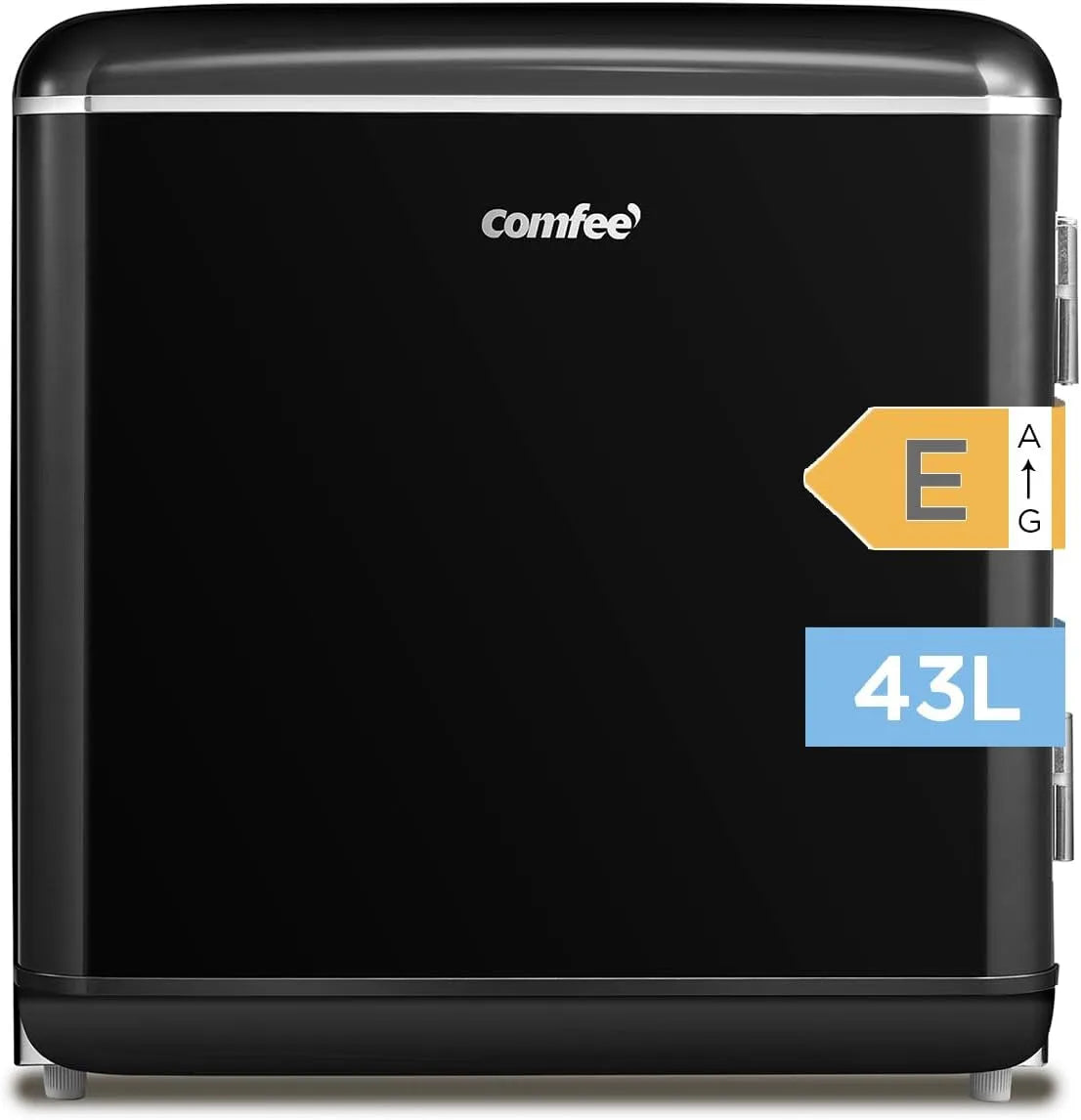 Comfee réfrigérateur RCD50BL2EURT, Mini Monoporte, avec Compartiment Réfrigérant, Faible Bruit, finition noire, Minibar 47L, Design Rétro
