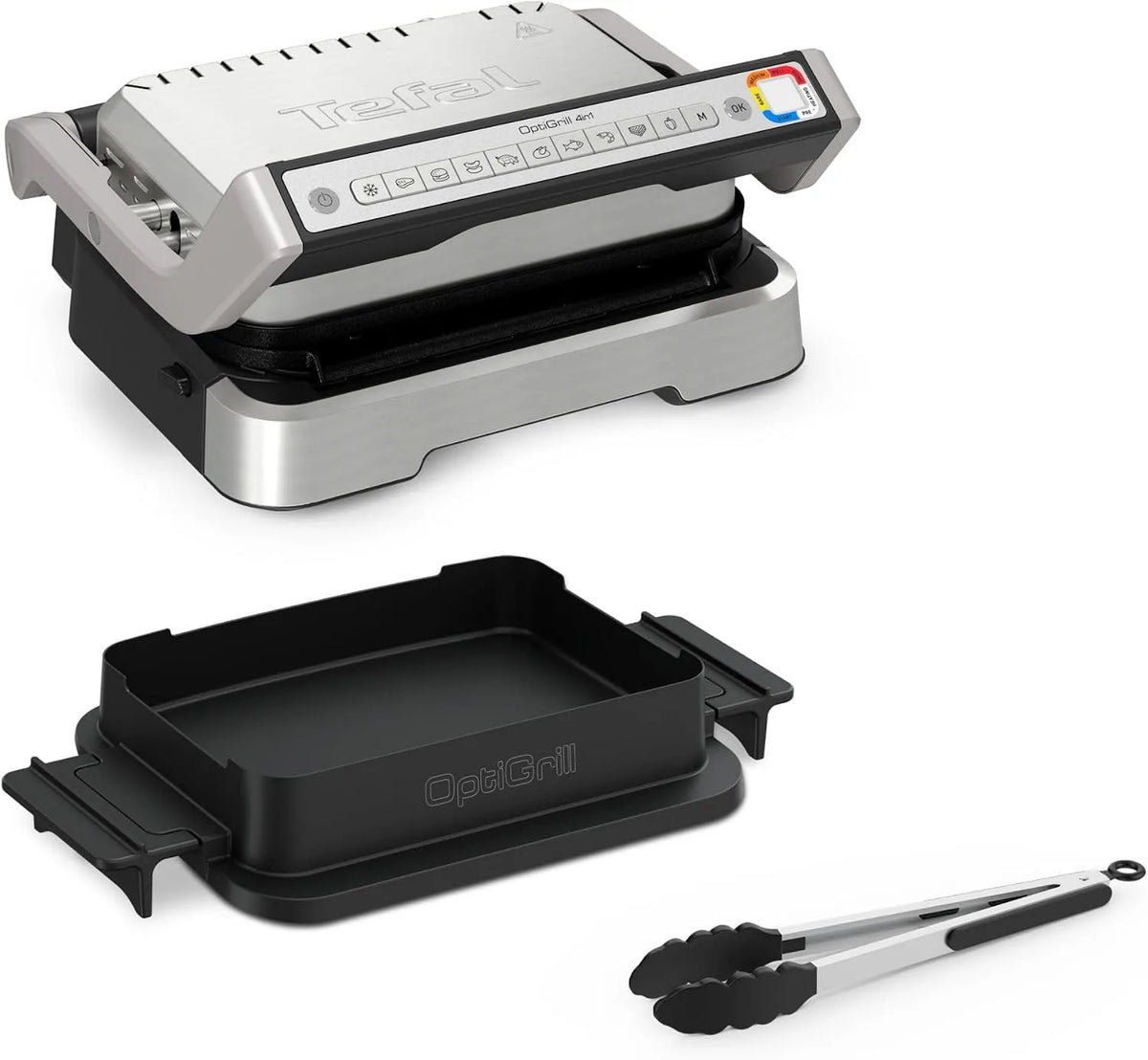 Tefal four GC776D10, Optigrill 4 en 1, Grill intelligent, 9 programmes, Ouverture 180°, 4 personnes, Mode manuel, fonctions bbq, et repas complet