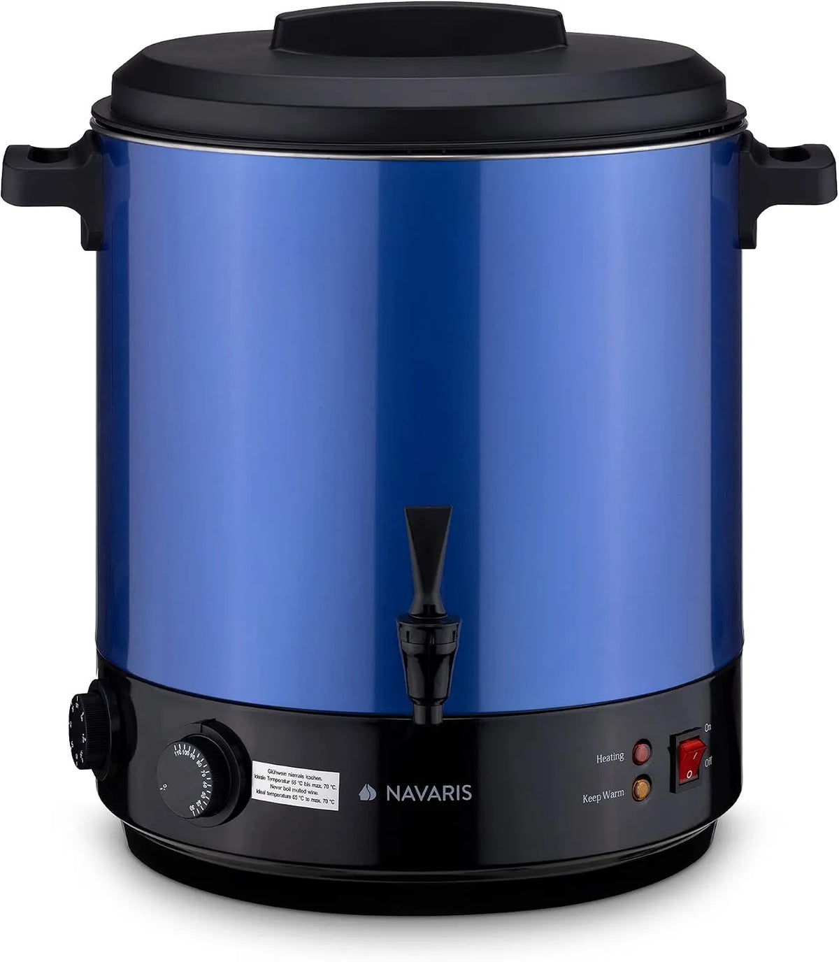 À Bocaux Électrique Navaris Stérilisateur, Distributeur Boissons en Inox, Machine à Vin Chaud 27L, Bleu métallique, Autocuiseur Minuteur