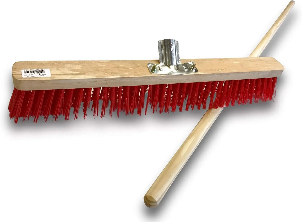 Modèle Type cantonnier 2380BMx6 Balai d'atelier, Douille métal boulonnée Ø 28 mm, Piste Extérieur, Kibros, Longueur 80 cm, Lot de 6, Semelle Bois