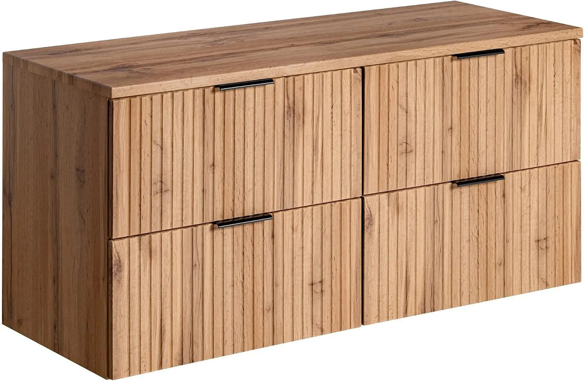 Oak Meuble de Lavabo Double 120 cm, avec Plan de Travail ou Lavabo Encastré Suspendu de Salle de Bain