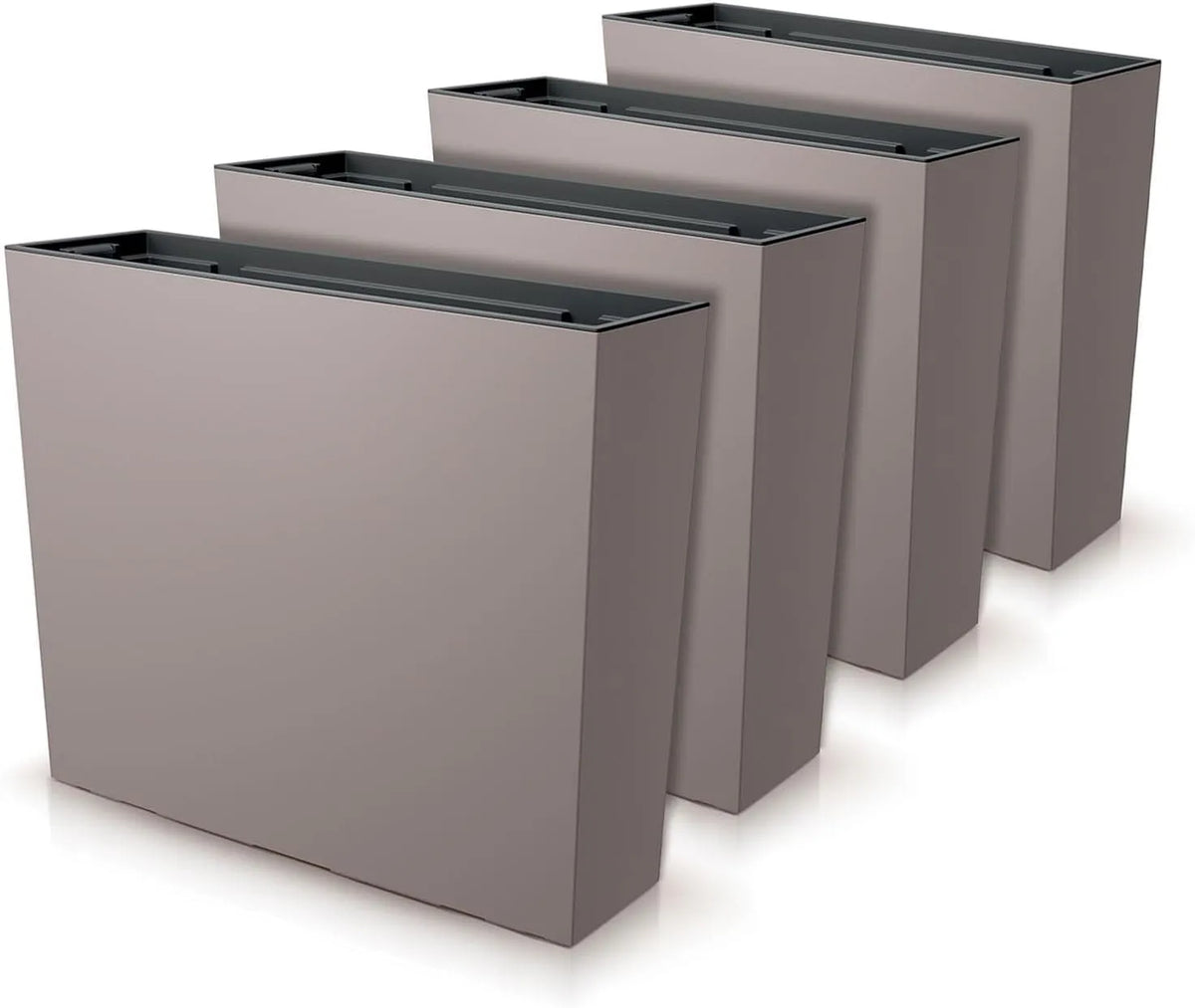 IMJ-Global, 4 Jardiniere Exterieur Grande Taille 58x18x49,8cm, Pot de Fleur 44 litres, Insert de 12 litres, Mocca