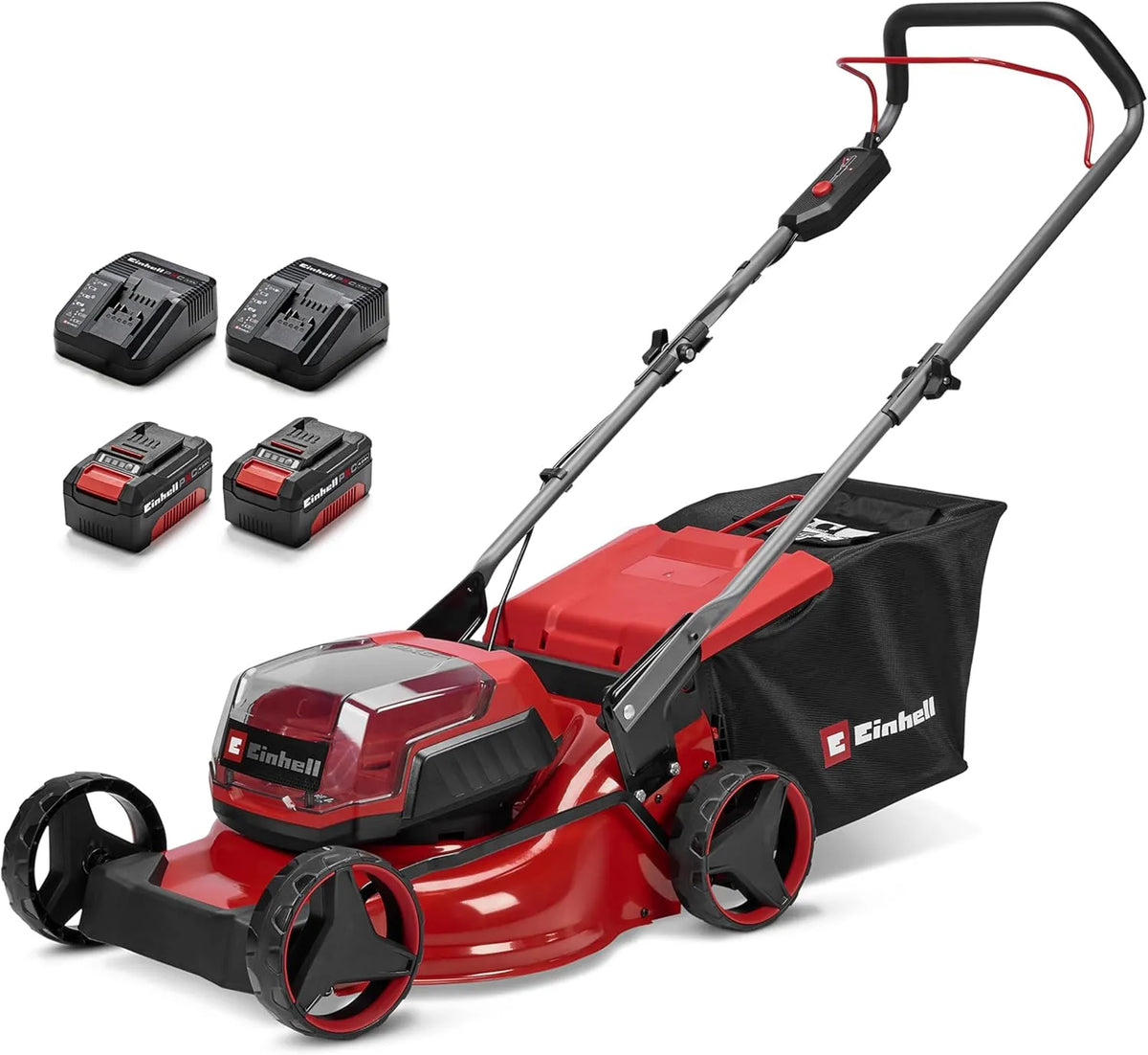 Einhell tondeuse à gazon GC-CM 36, sans Fil /42 Li BL, Max. 400 m², tension 36 V, Largeur de Coupe 42 cm, bac collecteur 50 L, 2 x 4,0 Ah, brushless