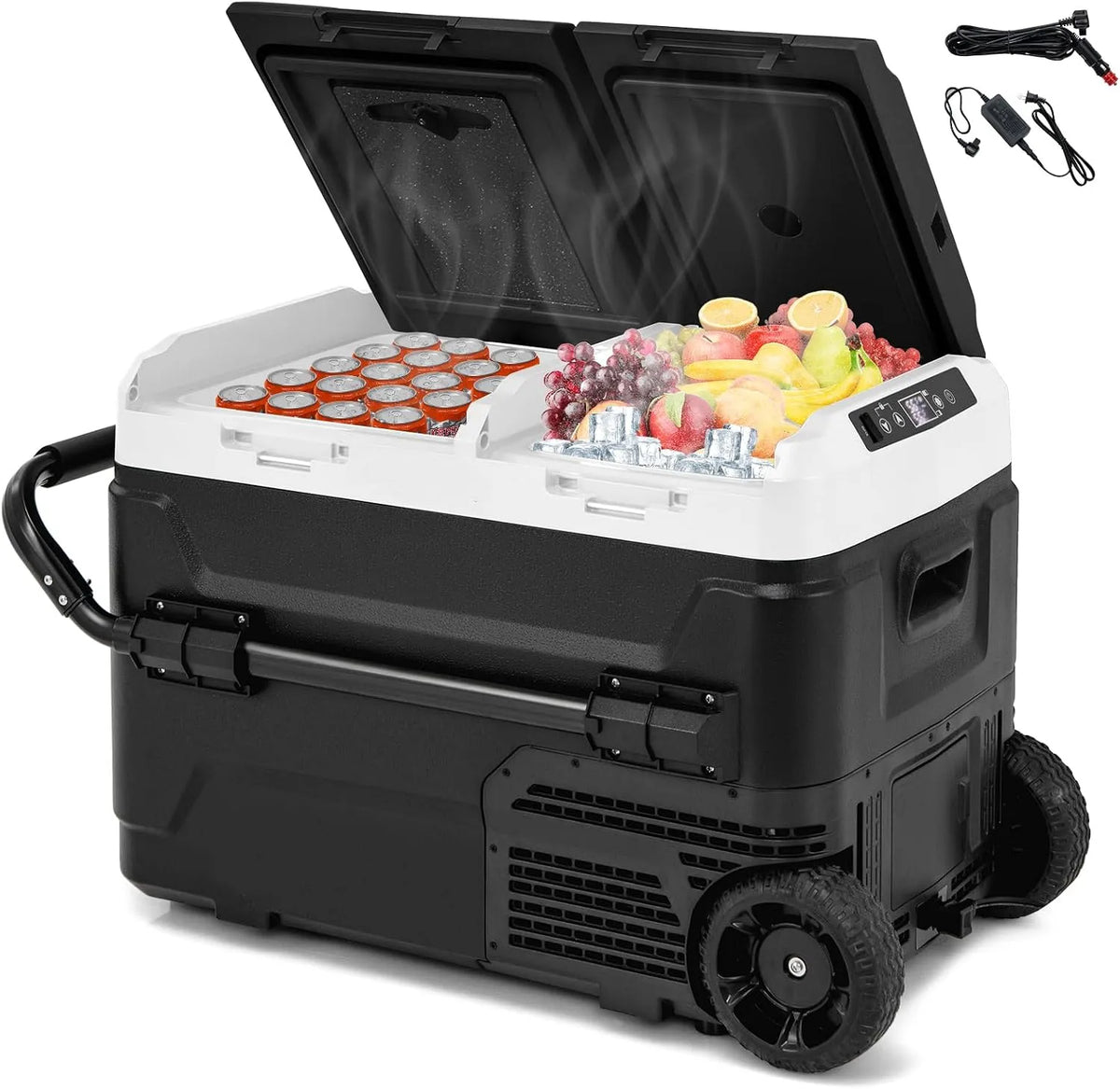 Goplus glacière Réglable-20 C-20, Double Boîte 40L, R600, Porte USB pour Camping, Température °C, LED, 2 Modes Max, Electirque Voiture Portable, ECO