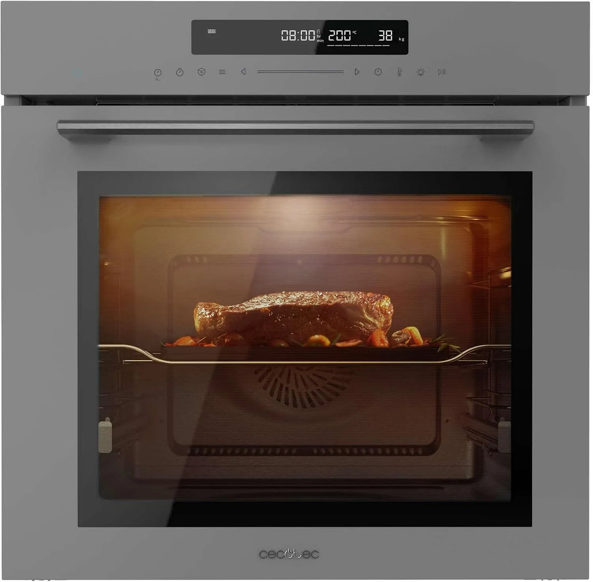 Cecotec four SM406000, capacité 72L, Mode Eco et Décongélation, Steam Assist, Electronic Timer, Encastrable 60cm Bolero Hexa Glass Grey A+. 2900W