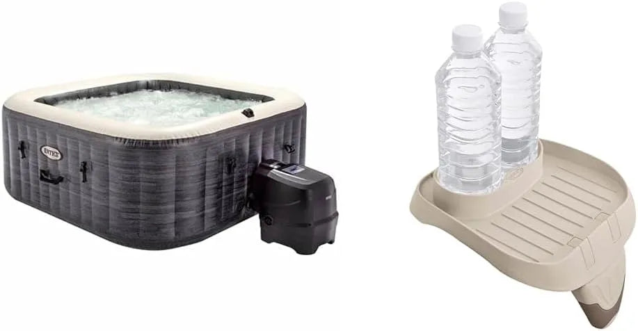 Intex modèle 28450EX, finition grise Ardoise & Porte Verre Pure Spa, Pure Spa Bulles Ardoise 4 Places