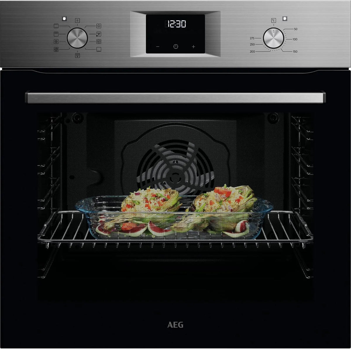 AEG four OU5AB20SM, capacité 72 L, 9 programmes, multifonction, fonction grill, nettoyage Aqua Clean, SurroundCook, écran LED, cuisson multi-niveaux