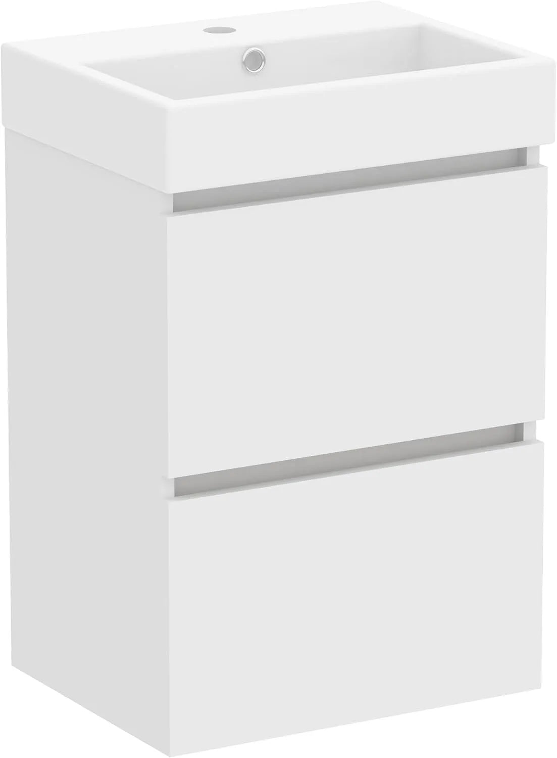 Armoire, Baikal Meuble de Salle de Bains, Largeur 45 cm, Meuble Monte, Hauteur 68cm, 2 Tiroirs, Suspendue avec Vasque en Ceramique, Finition Blanc