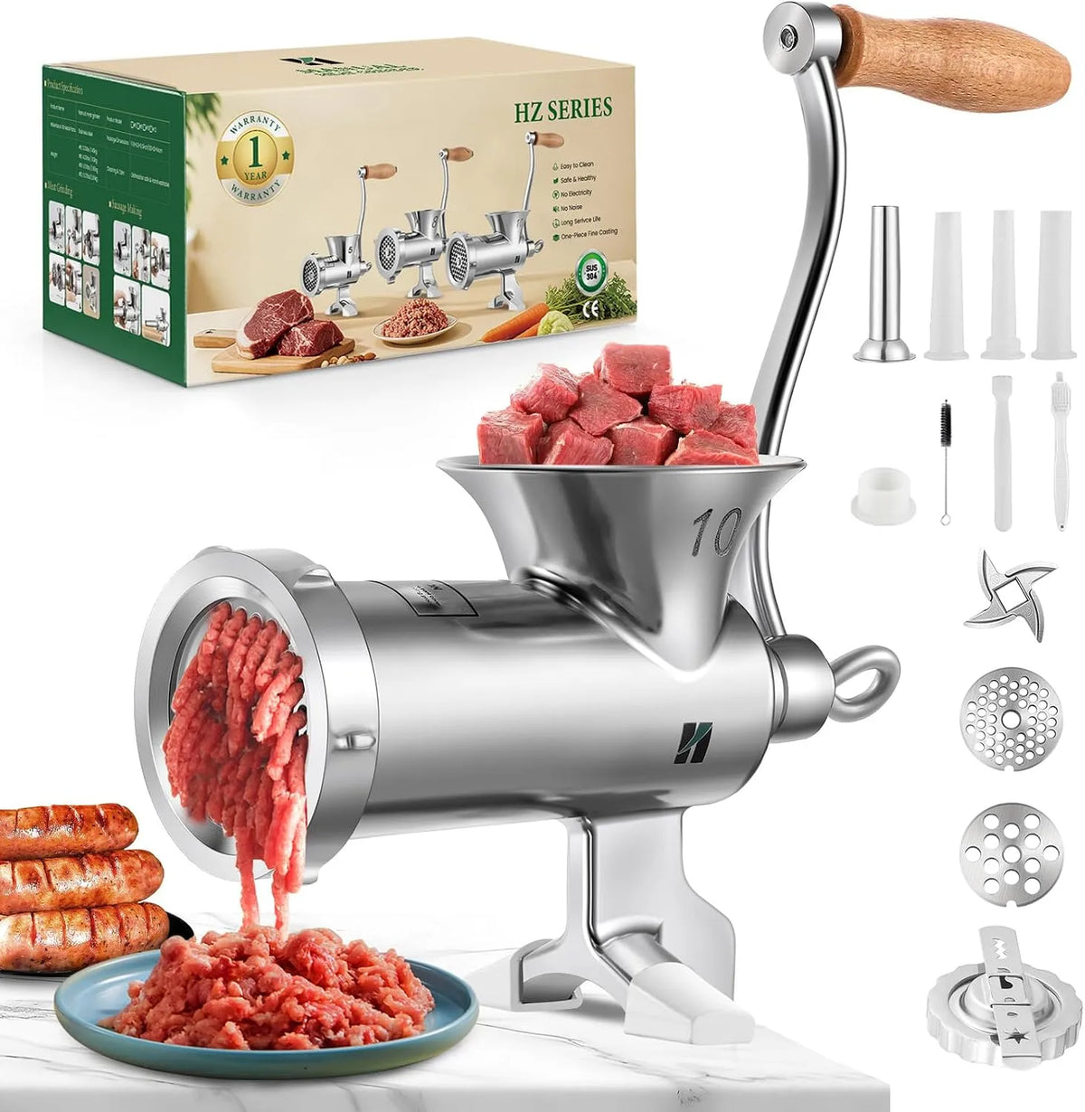 Lave-vaisselle, n° 10, Huanyu Hachoir à viande manuel en acier inoxydable, le porc et les légumes