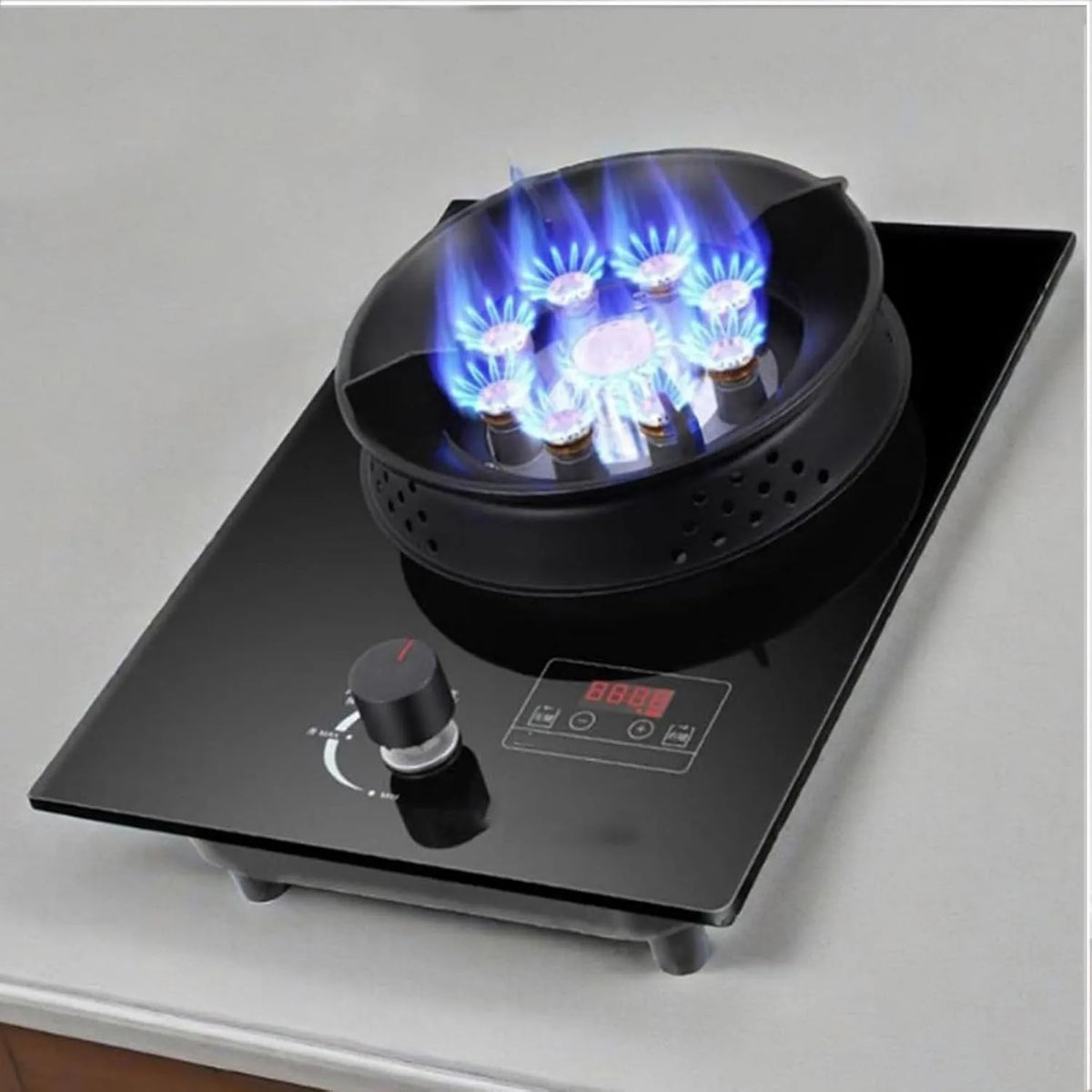 Plaque de cuisson, puissance 5,2 KW, De Cuisson De Camping En Verre Trempé, Réchaud À Gaz 1 Brûleur, minuterie intégré