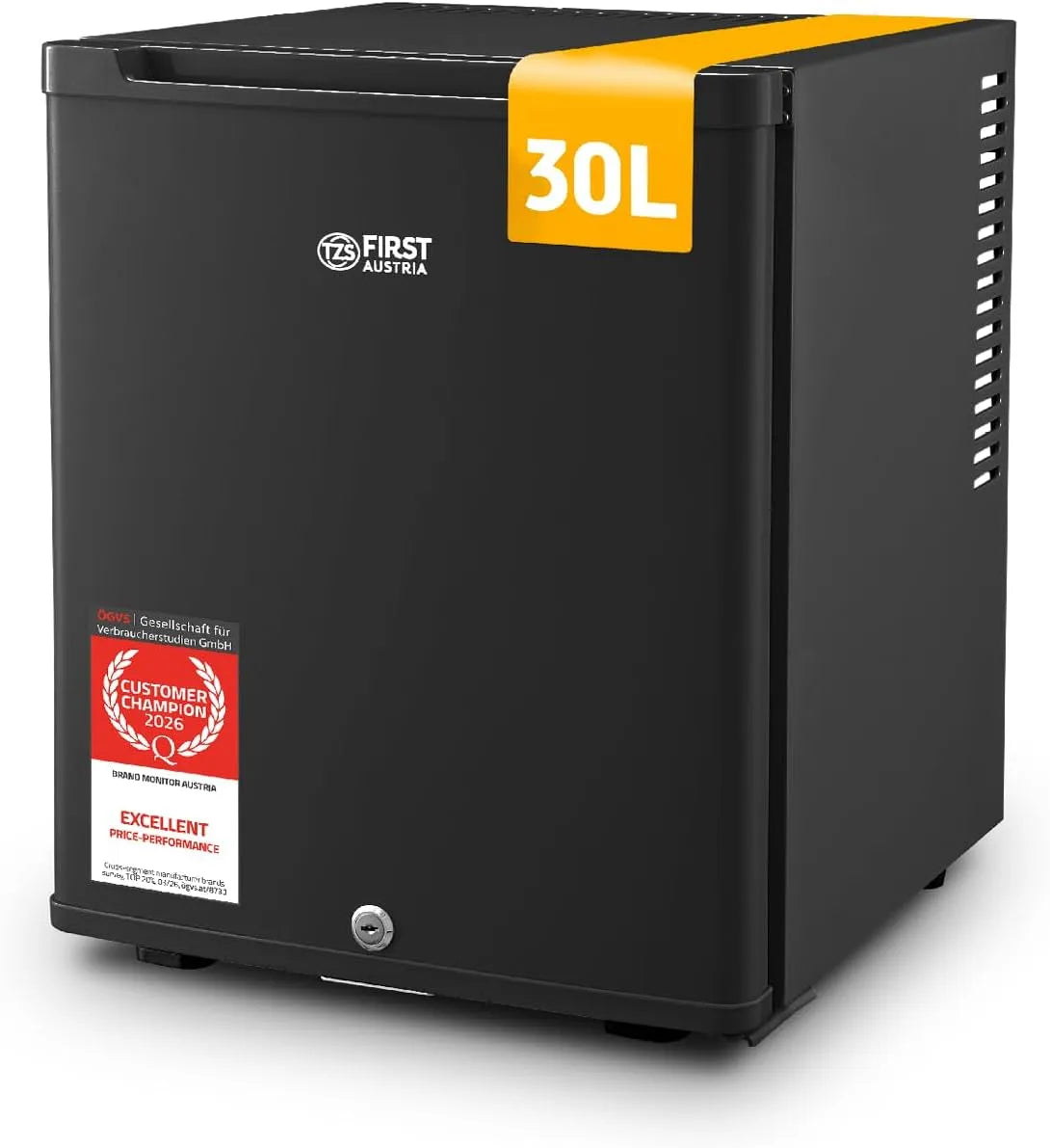 Réfrigérateur, TZS First Austria, Petit mini-frigo avec porte réversible et lumière intérieure, Mini 30L complètement silencieux, bureau