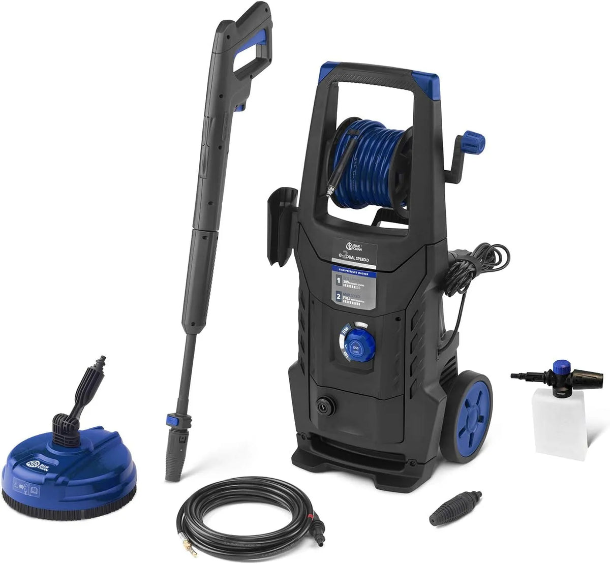 Nettoyeur haute pression e-2DUALSPEED AR Blue Clean, puissance 2200 W, 160 bar, 460 l/h, D avec sonde de Débouchage pour Canalisations e Patio Cleaner