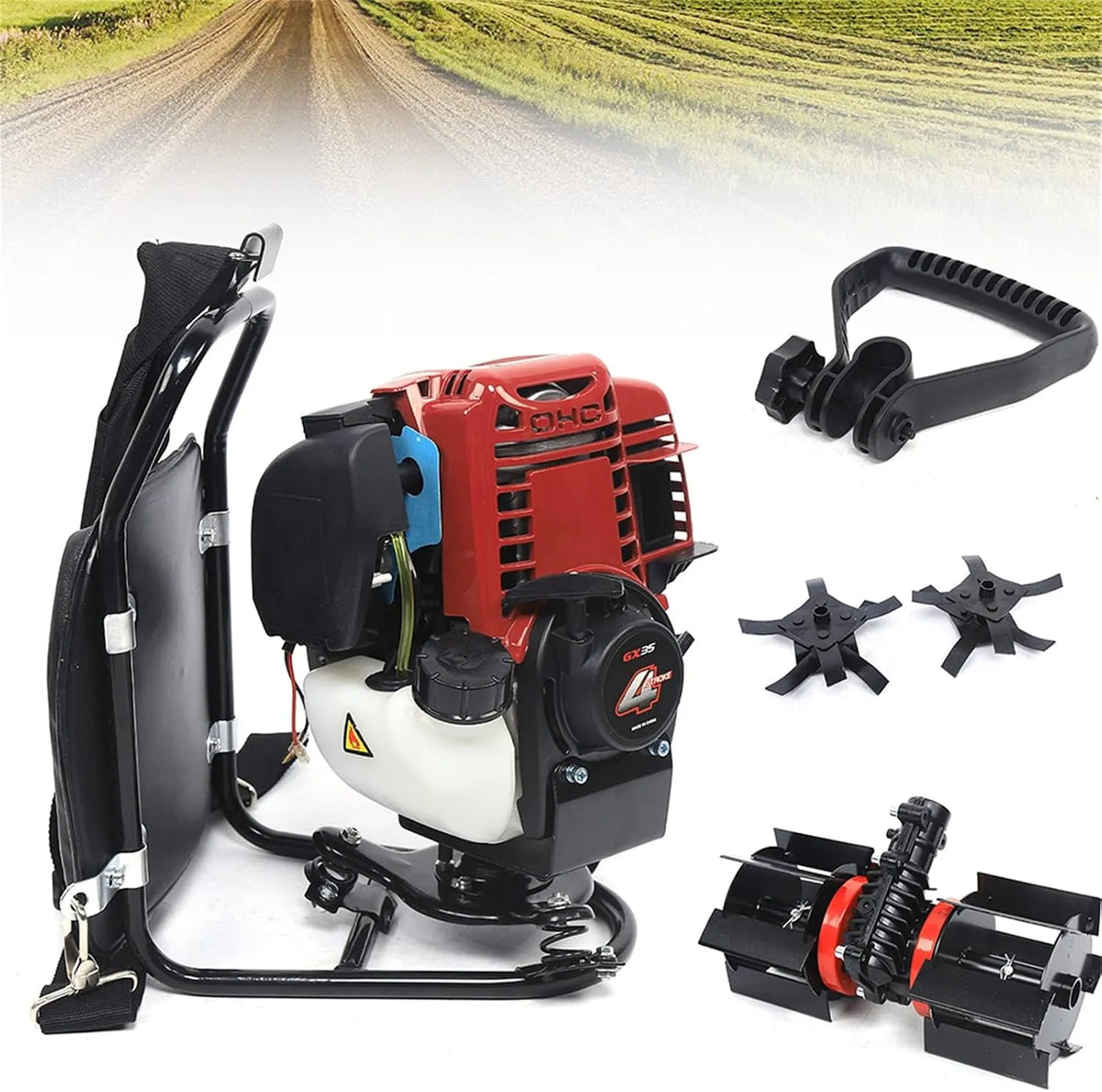 Débroussailleuse, à essence portable à 4 temps 35,4 cm³, Puissance: 1,4 CV, Pour désherber, récolter, travailler, débroussailler
