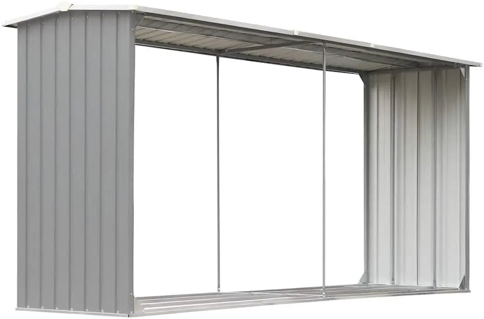 Abri Stockage Bois Acier Galvanisé 330x92x153cm finition grise Jardin Porte-bûche vidaXL