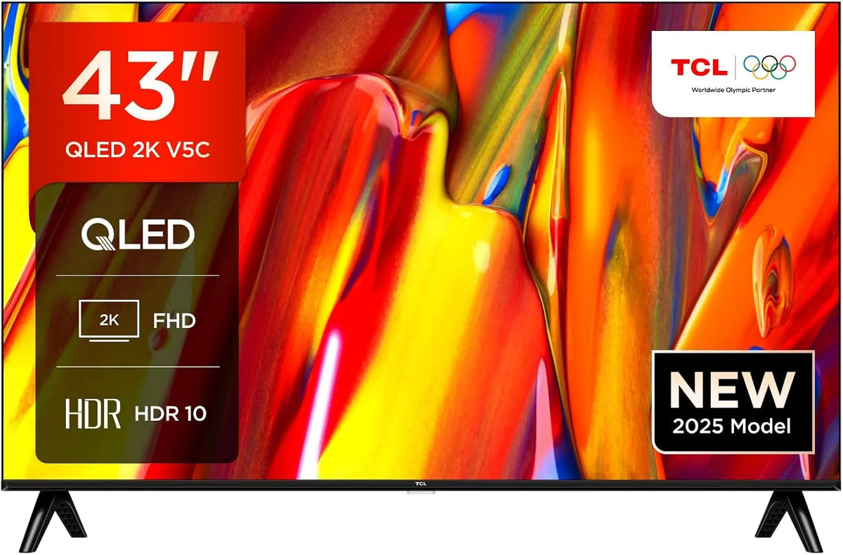 Modèle 43V5C HD 43 TCL, TV QLED Direct LED Smart Full ' avec Android TV & HDR, Compatible avec Google Cast & Google Home, Design Mince