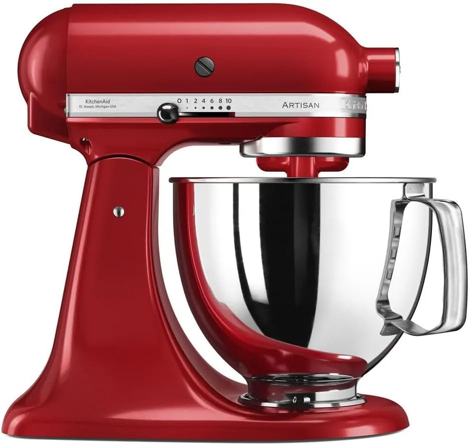 KitchenAid robot pâtissier, Batteur avec 3 accessoires et Bol inox de 4,8 L, Artisan, Robot cuisine multifonctions à tête inclinable, Rouge empire