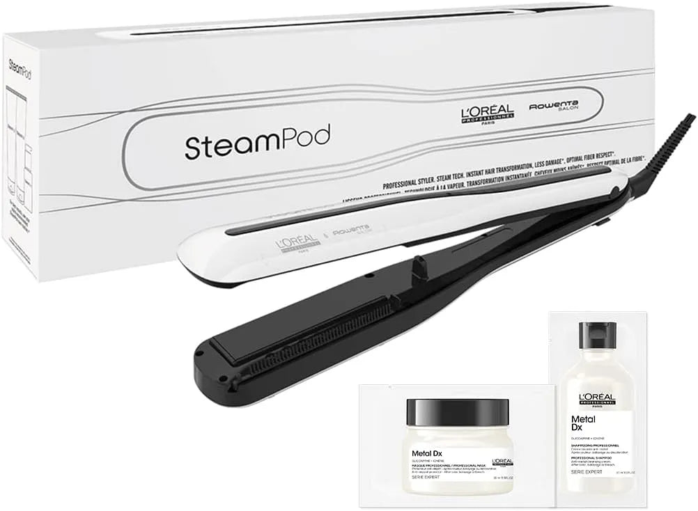 SteamPod 3 Fer à lisser à L'Oréal Professionnel, vapeur pour lisser et boucler, avec shampooing et masque pour test