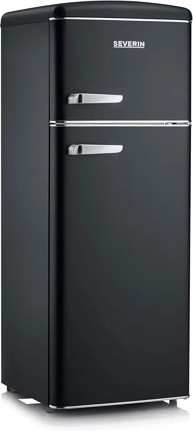 Severin réfrigérateur RKG 8932, Congélateur 2 portes, Longueur 55cm, capacité 206L, Pose libre, classe énergétique E, Veggibox incluse, Rétro