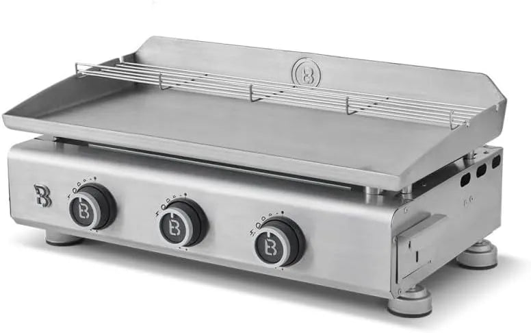 Plaque de cuisson, puissance 7,95 KW, 3 brûleurs, Grille de réchauffement, Tiroir Graisse avec jauge de niveu, Inox de 67 x 34 cm, Jusqu'à 10 convives