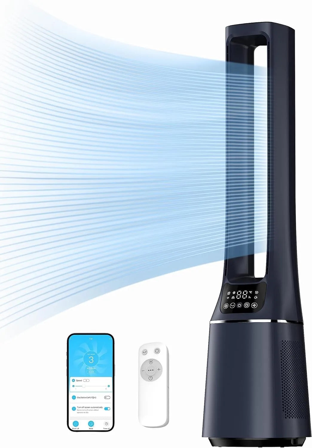 Midea ventilateur MFP-120i H13, 38 dB, tour 2 en 1, silencieux, True HEPA sur écran LED 47,6 ㎡, minuterie 12 h, télécommande, BL, oscillation