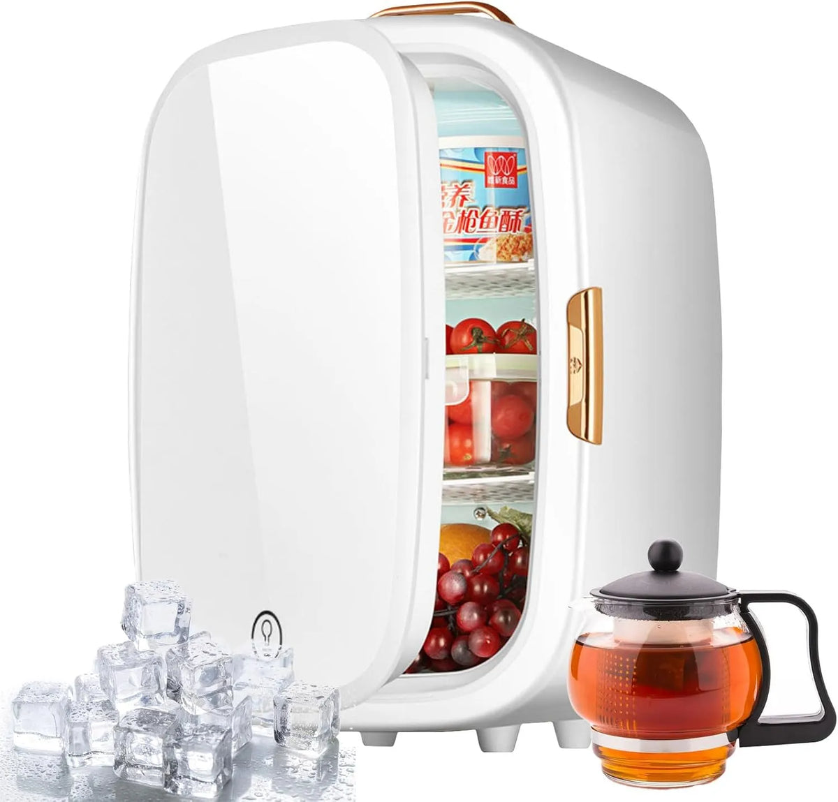 Réfrigérateur DC12V/AC220V, Mini Frigo 20L DC12V, 2 in 1: Chaud Froid Frigo Cosmétique Chambre, Mini Frigo Idéal pour Camping, AC220V avec Miroir