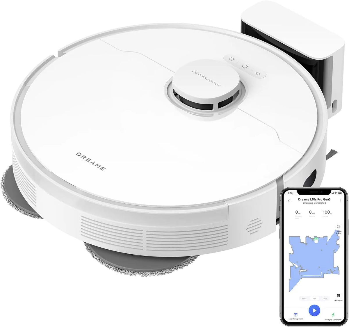 Dreame aspirateur L10s, 13 000 Pa, Batterie 5 200 mAh, Puissant Nettoyage des Tapis, Pro Gen 3 Robot, Serpillière à Levage Automatique de 7 mm