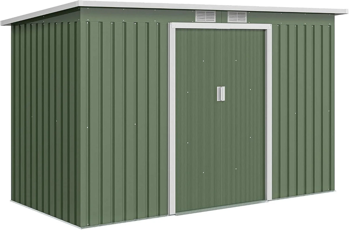 Abri de jardin Outsunny, avec Portes coulissantes verrouillables aérations, en Acier galvanisé XXL 3,6 m² avec kit de Fondation 280 x 130 x 172 cm