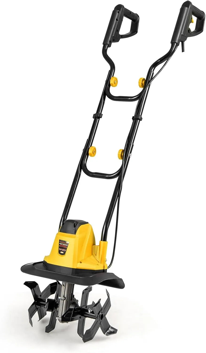 Motobineuse SOARS, Electrique Pliable 750W, Largeur de Travail 32 cm, Profondeur de Travail 22 cm, 4 Fraises, Jaune