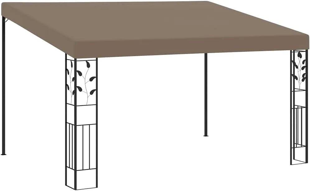 Jardin 4 x 3 x taupe Tonnelle de, toit en acier revêtu par pulvérisation et toit en polyester, montage mural peu encombrant, pour terrasse