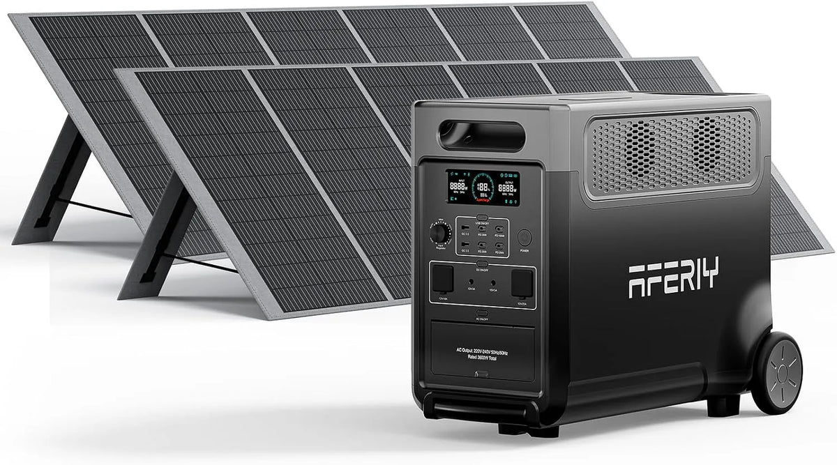 LiFePO4 AFERIY Generateur, Station Electrique Portable avec Panneau Solaire Pliable pour Camping, Voyage, Panne de Courant