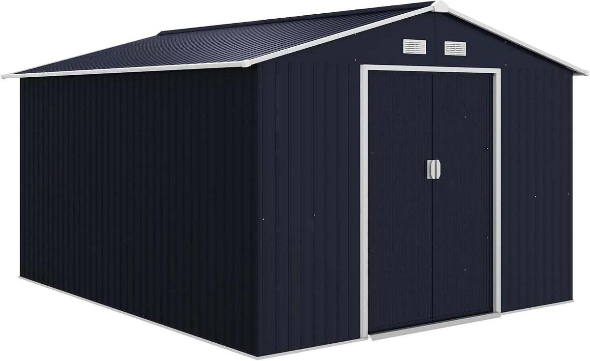 Abri de jardin Outsunny, avec 2 portes coulissantes et 4 fenêtres finition grise