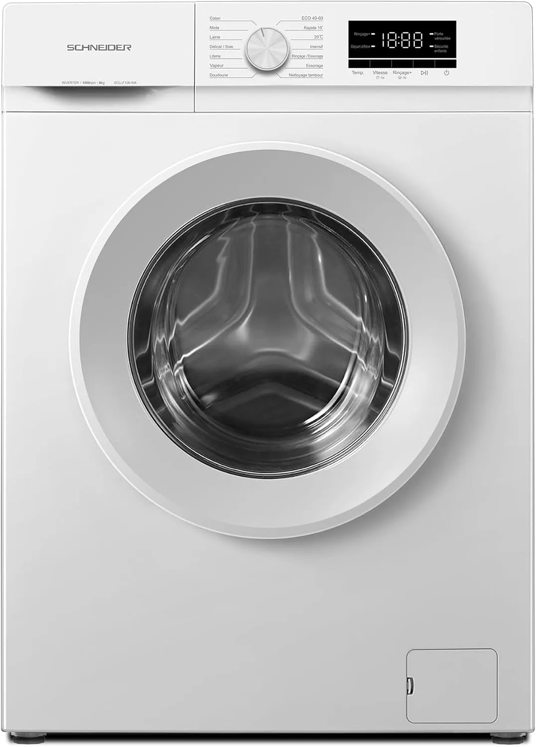 Modèle SCLLF106-WA Schneider, Lave linge frontal 6kg finition blanche