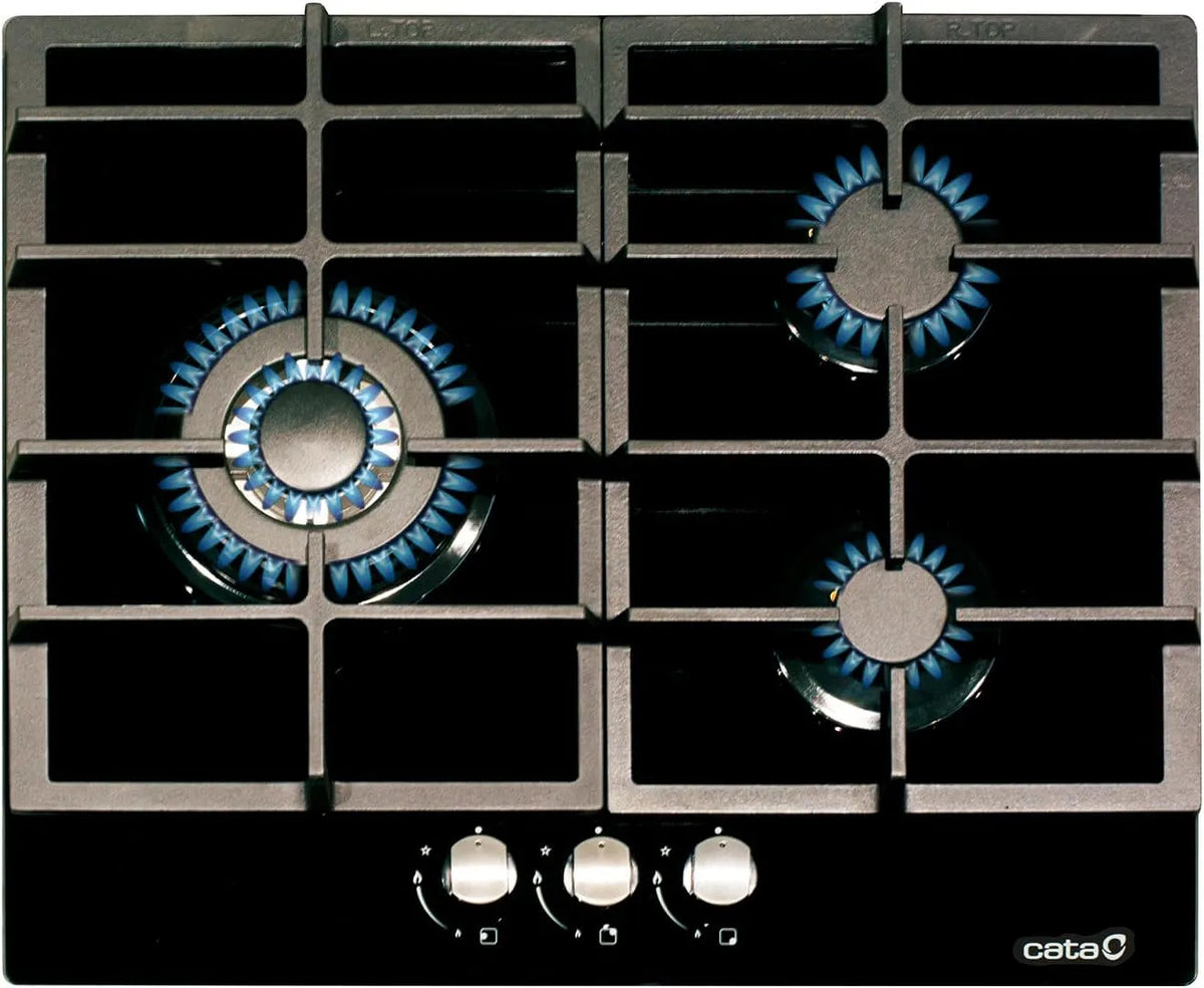 BK Built-in Gas Hob Black 6021 CATA LCiB, puissance 1000 W, Plate, Black Glass, Cast Iron