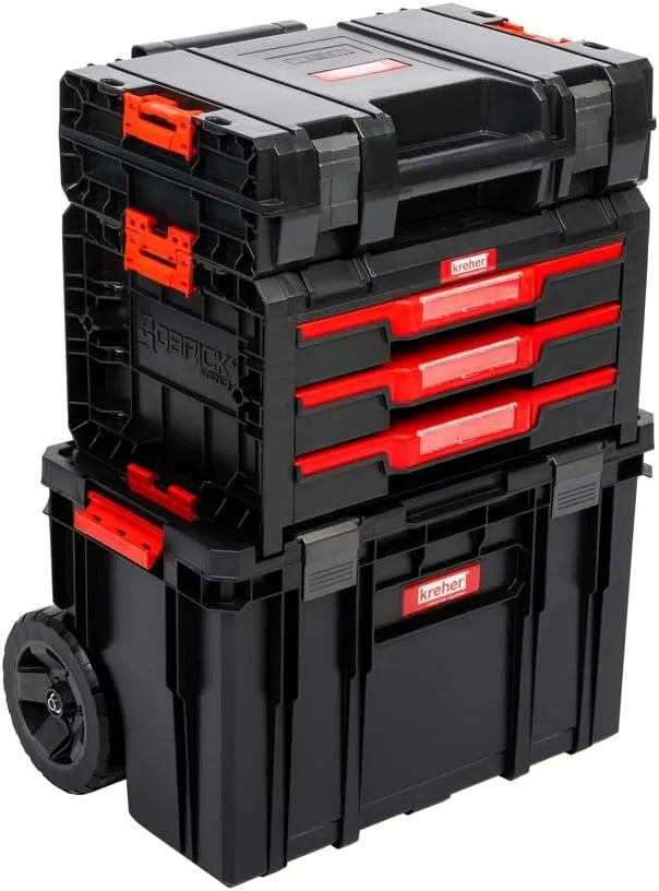 D'outils Trolley XL, avec beaucoup d'accessoires! Dimensions en cm: L x P x H: 53 x 38 x 98 cm! Le polyvalent, série 'Q-Brick'