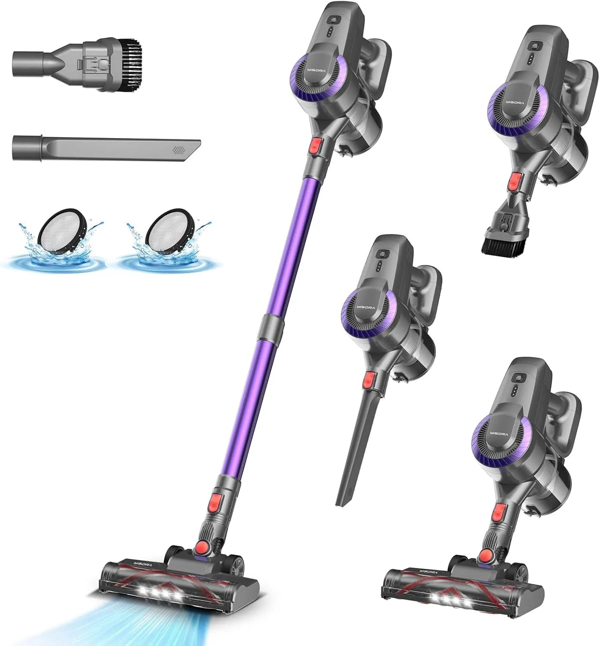 Aspirateur balai N300 55Min, Aspirateur sans fil 175W, Aspirateur Léger, sans Fil, 28KPa & 2 niveaux de vitesse