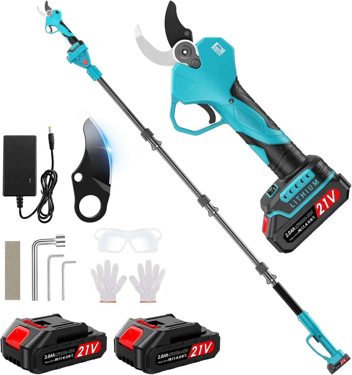 À fonctionnement à fonctionnement sans fil Secateur Electrique, Avec Perche Télescopique de 200 cm, Ouverture de 50 mm, Fruitiers