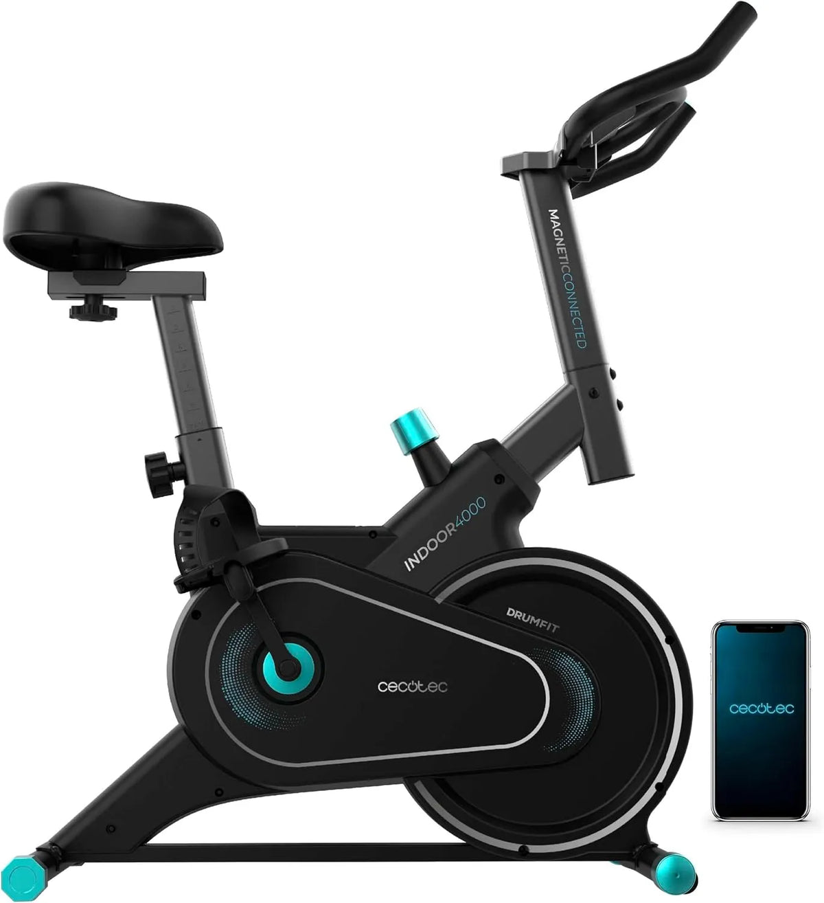 Cecotec vélo 4000, d'Appartement, avec Roue d'Inertie de 4 kg, Poids Max 120 kg, Résistance Réglable Manuellement, Roues de Transport