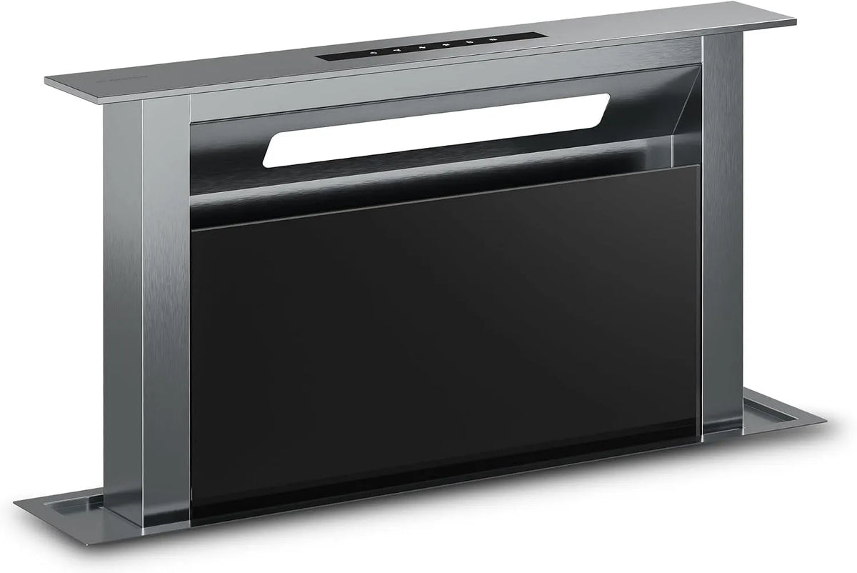 Klarstein hotte aspirante, Hotte Encastrable Plan de Travail, Filtre Aluminium & Charbon, Commandes Tactiles, Verre finition noire, Verosteel 60 cm