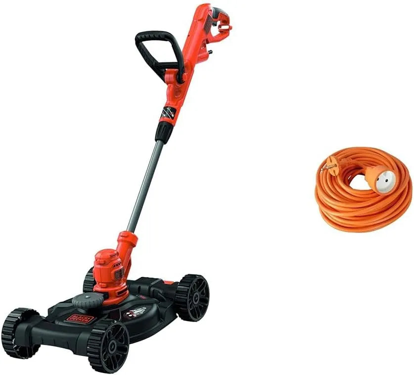 Black+Decker tondeuse HO5VV-F, Outil 3-en-1 Filaire 550W: Coupe-Bordures, largeur 30 cm, Prolongateur 16A 2x1,5 Orange 25m, Dresse-Bordures