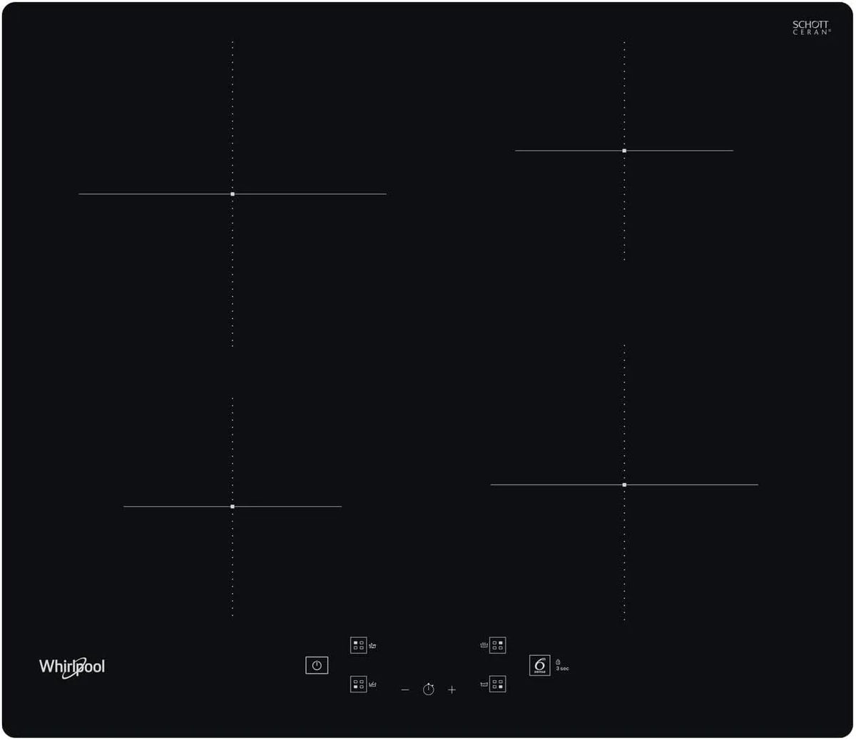 Whirlpool plaque de cuisson Q2160, 59 cm avec zone à induction 4 zone, WS NE finition noire Intégré, placement