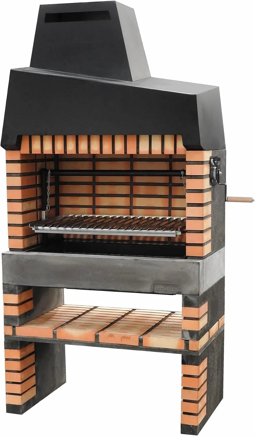 Barbecue M00136 MOVELAR, préfabriqué à bois et charbon en béton réfractaire modèle California Plus XL, finition grise, dimensions 110 x 64 x 225 cm