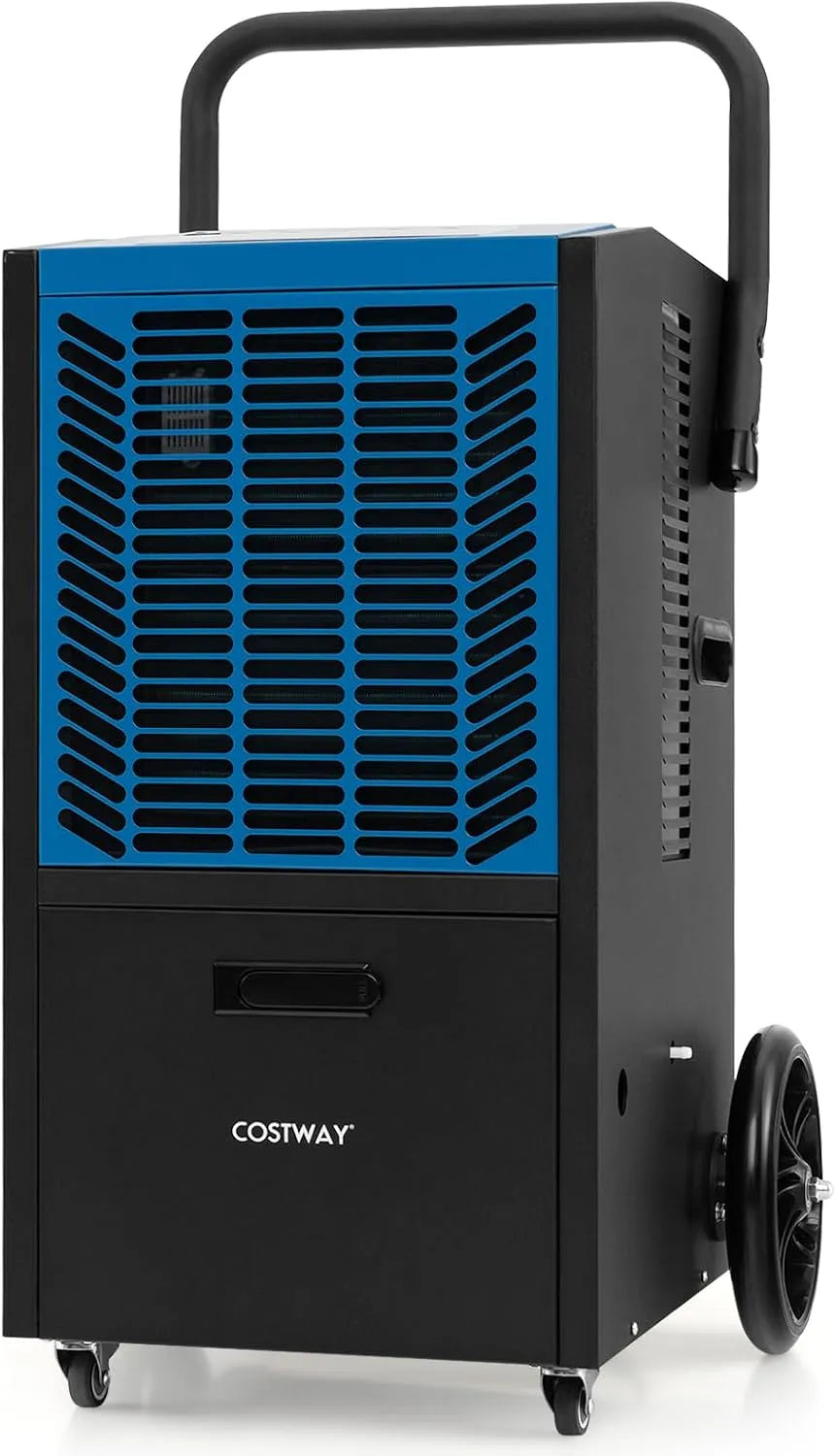 Costway déshumidificateur, Industriel avec Pompe et Tuyau de Vidange pour Pièces jusqu'à 418 m², Professionnel 66L, Jour, Bleu