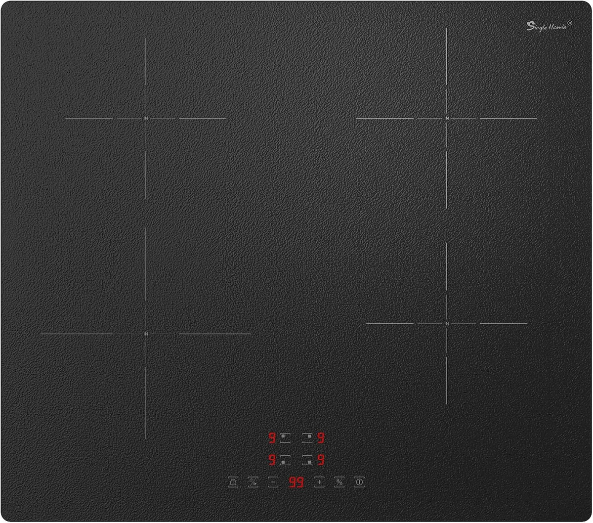 Plaque de cuisson, Induction 4 Feux Encastrable, 9 Niveaux de Puissance, Minuterie 1-99 Min, puissance 7200W, Fonction Boost, Verre Mat Anti-Traces